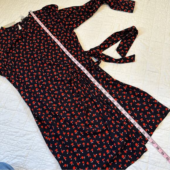 Boden Tulip Charm Tie Side Mini Dress 8 NWT NEW Red Floral Puff Sleeve - Picture 11 of 14